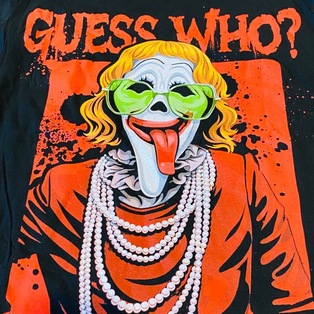 Ghostface Scream Guess Who Gladys Graphic T-Shirt Black Large NWT Retail $25